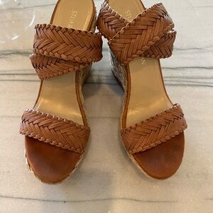 Stuart Weitzman ankle wrap wedge sandals sz9